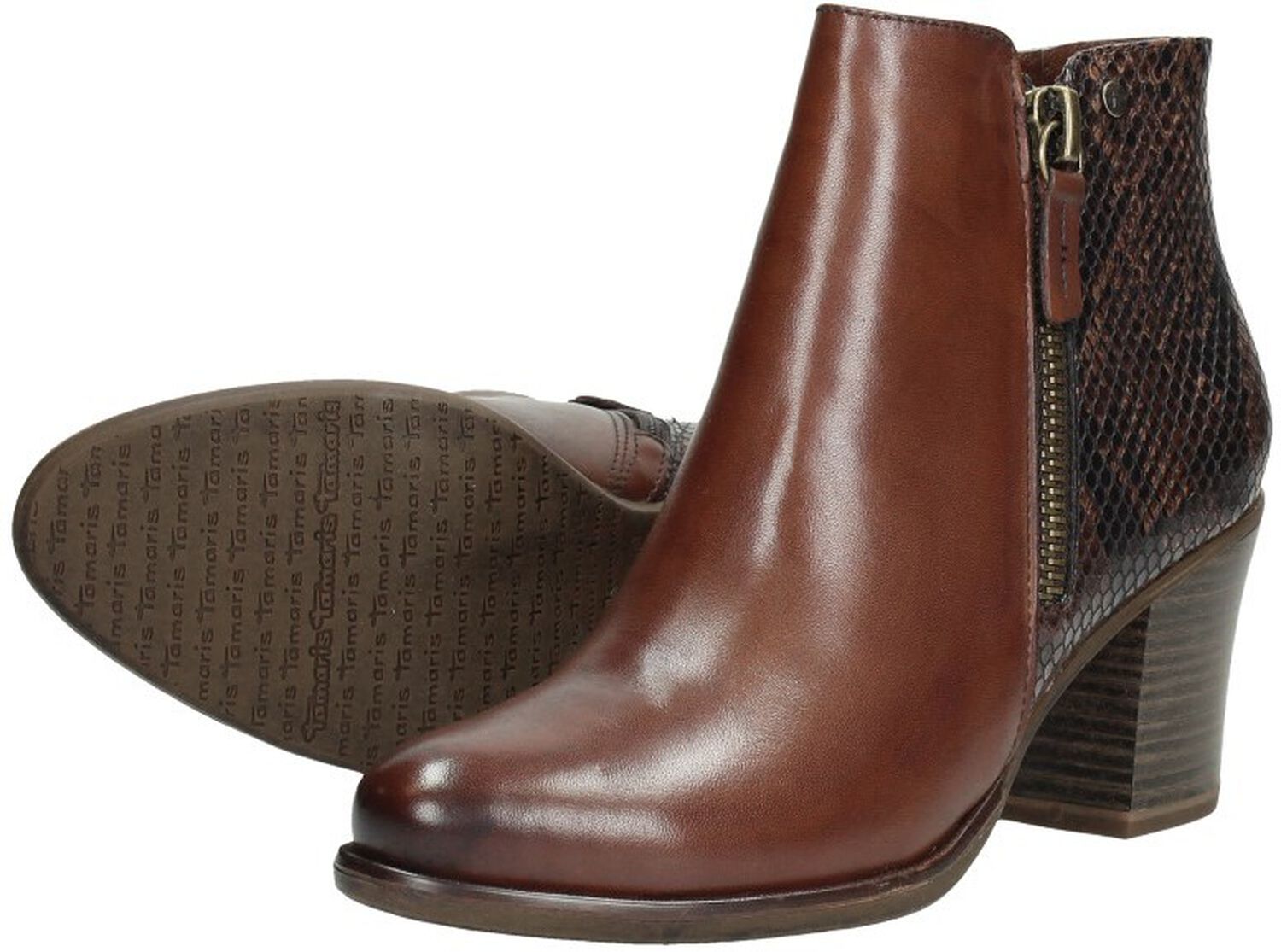 Tamaris Enkellaarsjes met hoge hak - merlot/rood