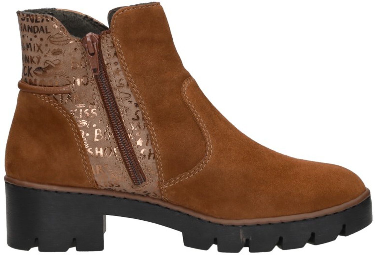 Rieker - Enkellaarsjes Plat cognac | Schuurman Schoenen