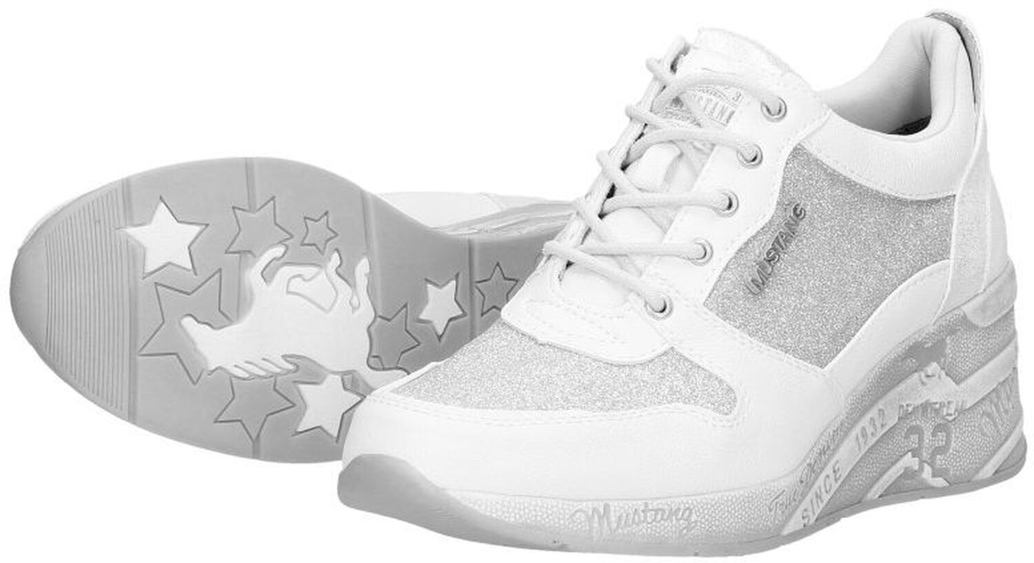 MUSTANG Dames 1099-506-9 hoge sneakers, Wit 1 Weiss, 37 EU