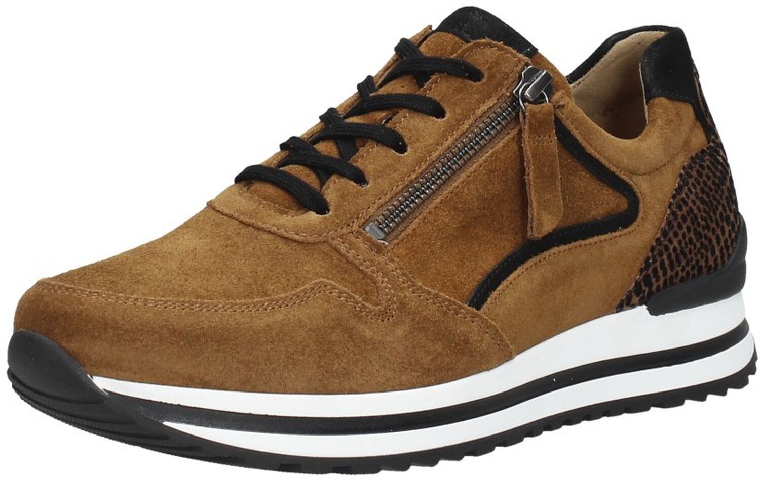 Medicus comfort gevoerde suède sneakers bruin/goud