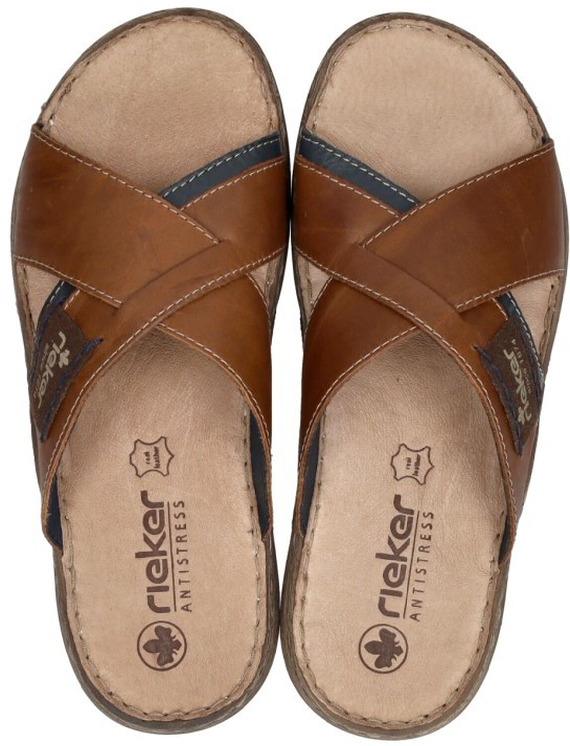 Rieker Leren Heren Slippers Met Voetbed Rieker Slippers Heren