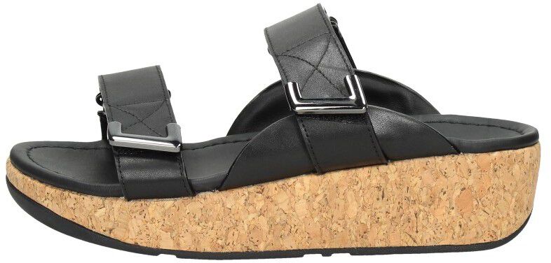 Remi Adjustable Slides Leather zwart
