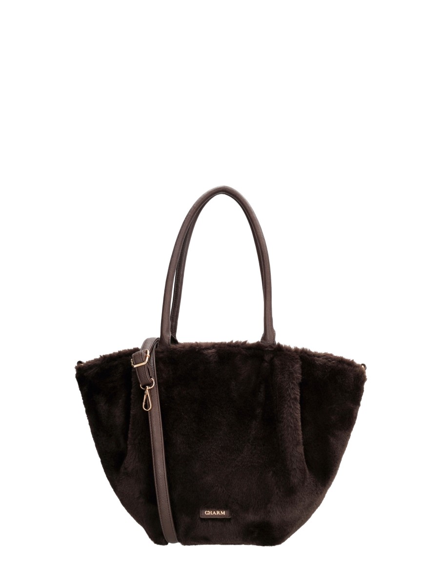 Charm London Dubai Deluxe Shopper - Shopper Tas - Bont - Schoudertas - Verstelbare Schouderband - Dames Tas - Tote Bag - Dames Tas - Donkerbruin