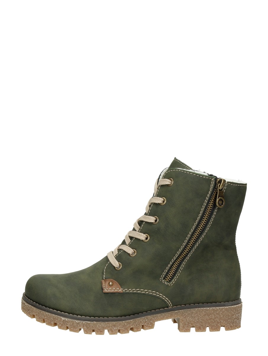 Rieker Dames Veterboots Groen - Schoenen.nl