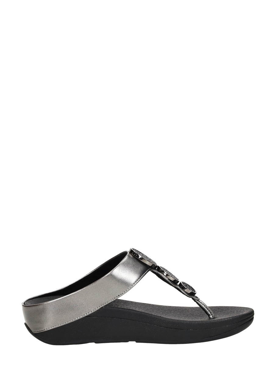 FitFlop - Halo Bead Circle Metallic Toe-post – zwart – foto 4 van 4
