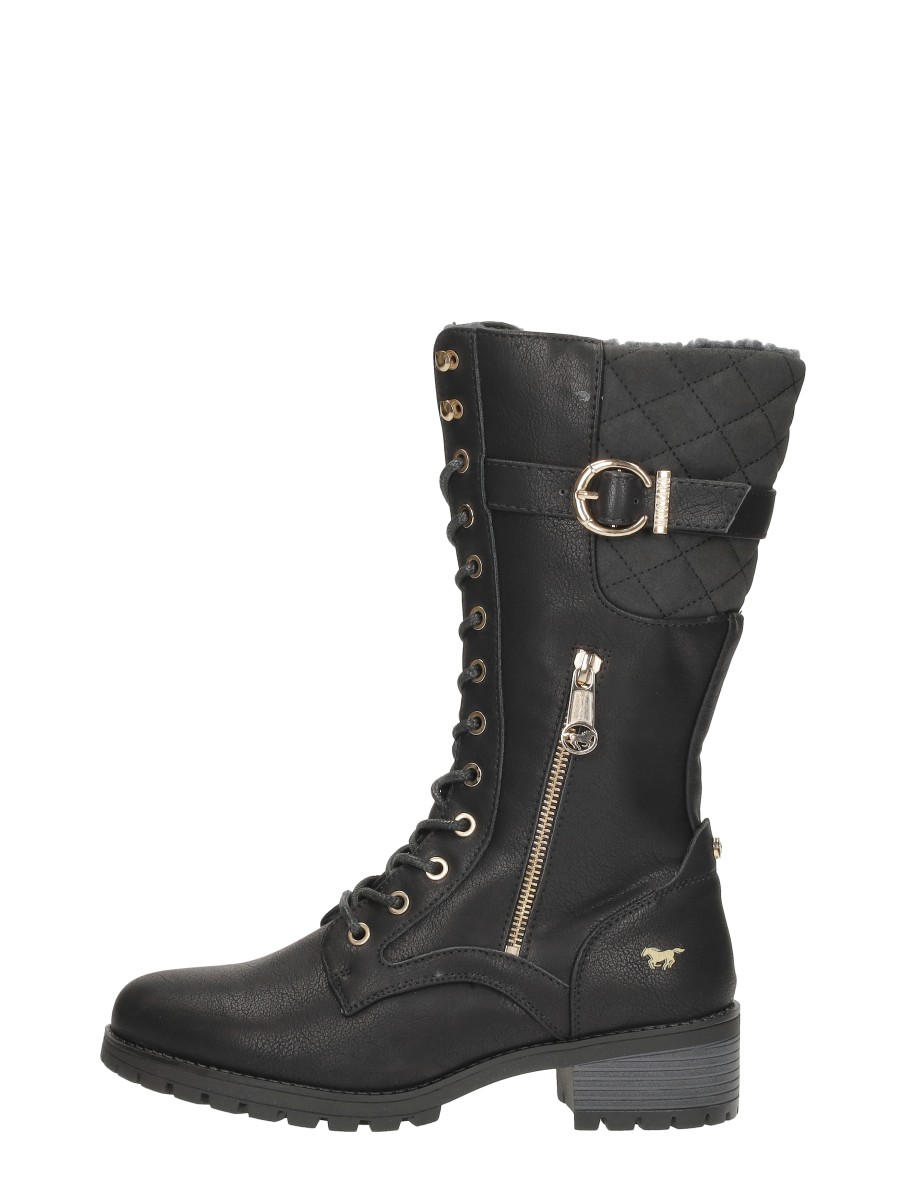 Mustang Veterschoenen Hoog – Zwart