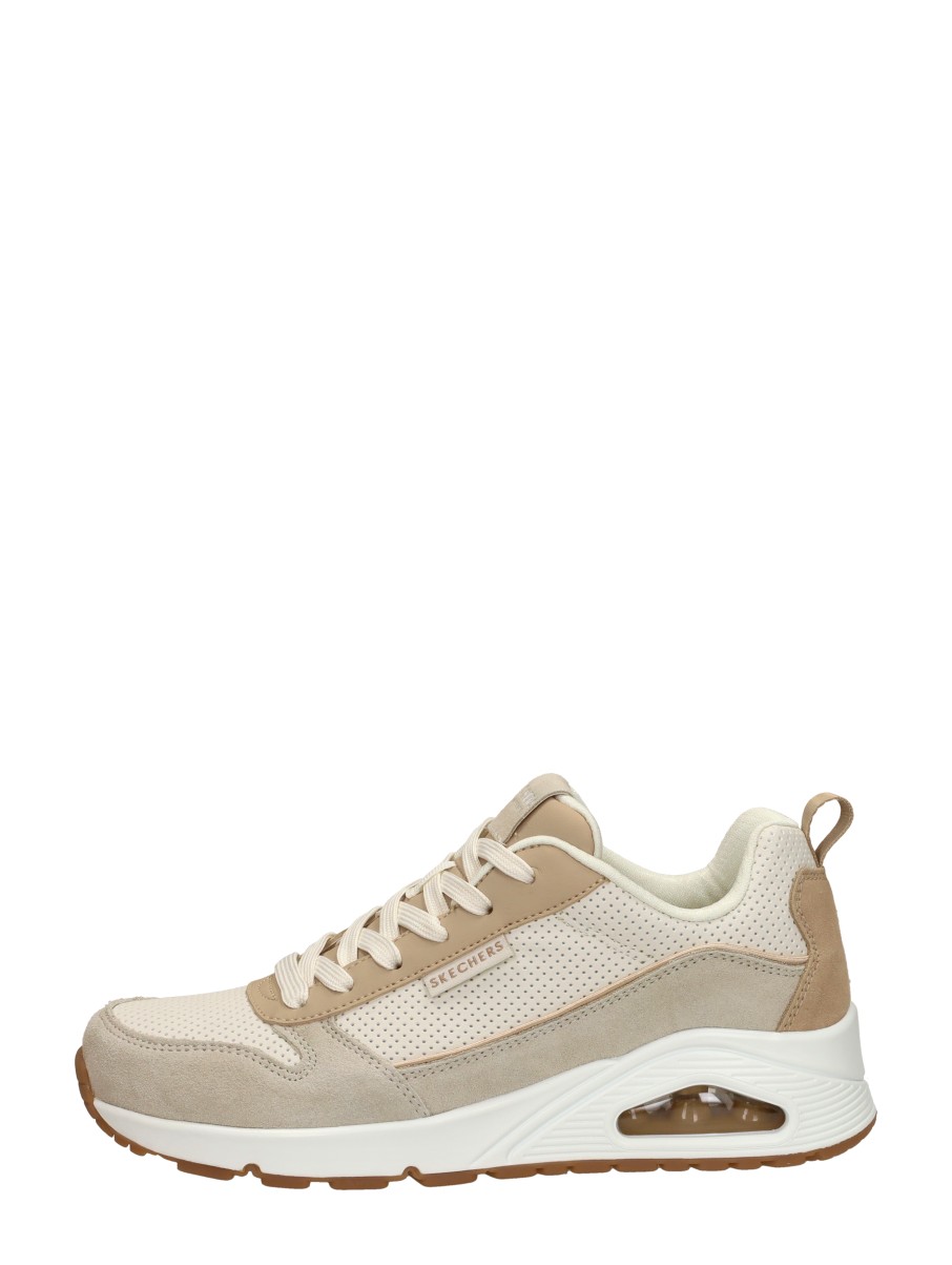 Skechers Uno - Two Much Fun Dames Sneakers - Taupe/Zand