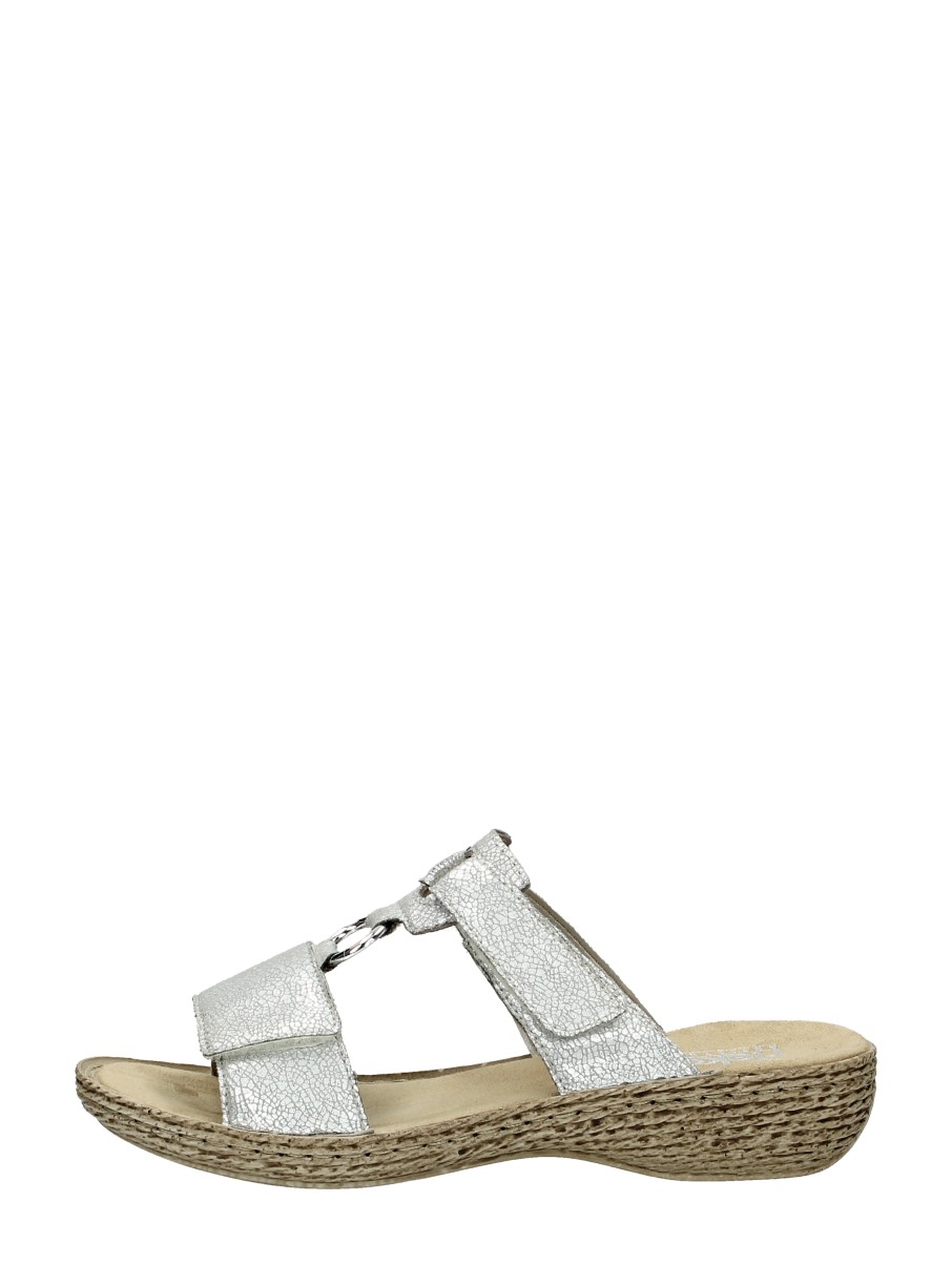 Rieker - Dames Slippers Zilver - Zilverkleur gevonden by ShwayBox