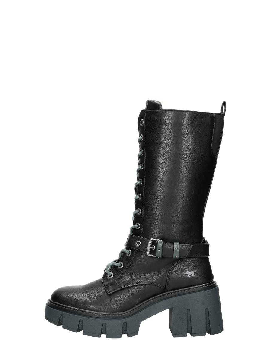 Mustang Veterschoenen Hoog – Zwart