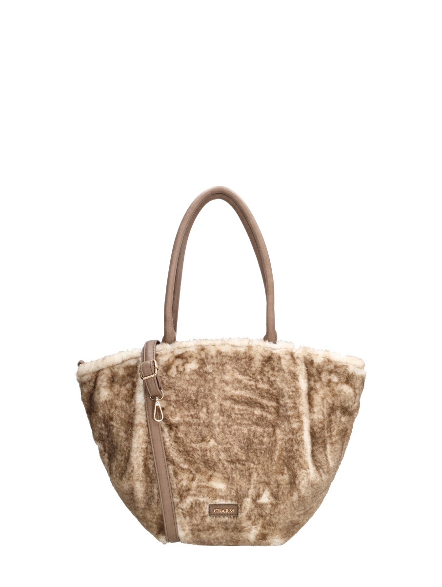 Charm London Dubai Deluxe Shopper - Shopper Tas - Bont - Schoudertas - Verstelbare Schouderband - Dames Tas - Tote Bag - Dames Tas - Taupe