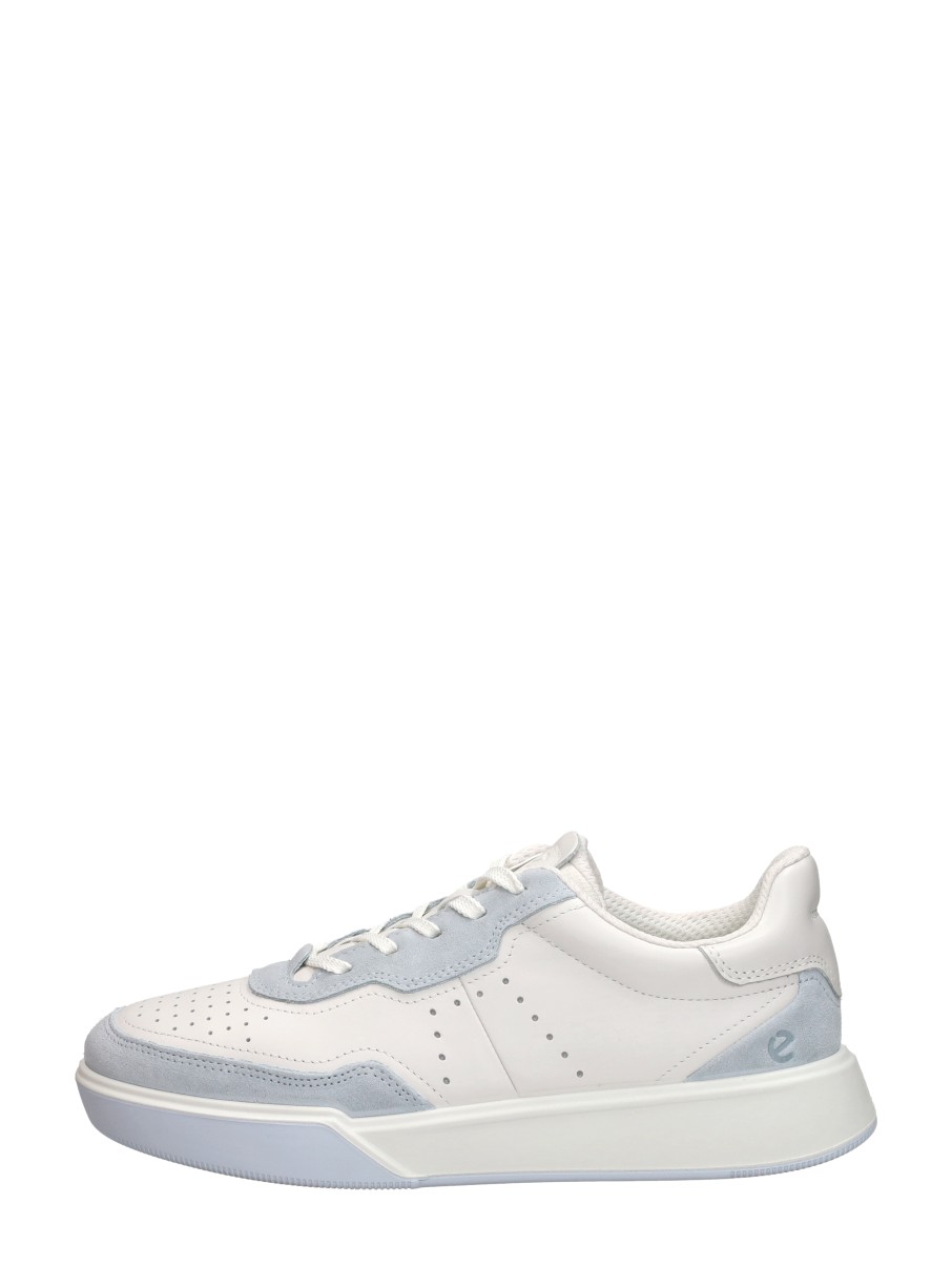 Ecco Street Court Sneakers wit Leer - Dames