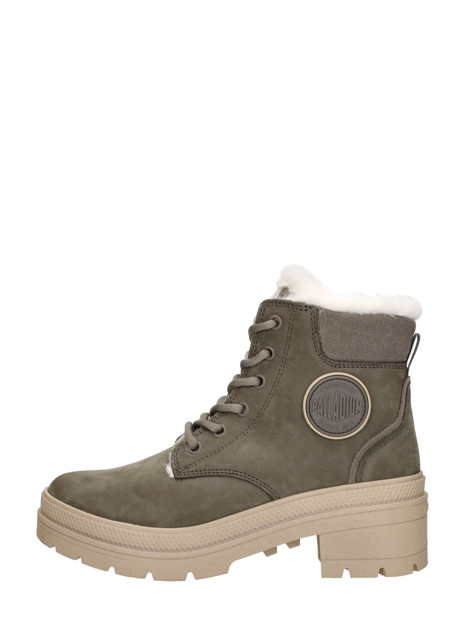 Palladium - PALLARISE NBK WL - Hoge sneakersVeterbootsDames veterschoenenDames sneakersHalf-hoge schoenen - Kleur: Groen - Maat: 38